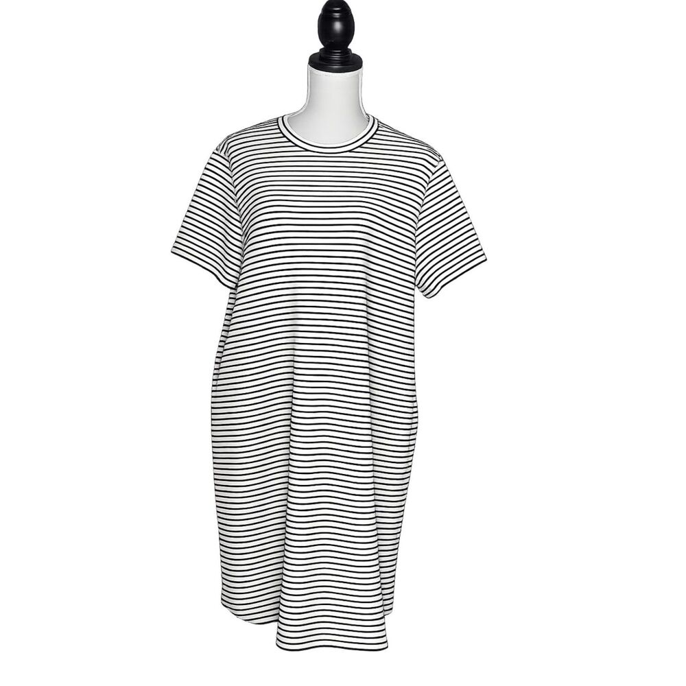 MEMBERS MARK SANDWASHED SCUBA STRIPED CREWNECK CASUAL EVERYDAY T-SHIRT DRESS XL